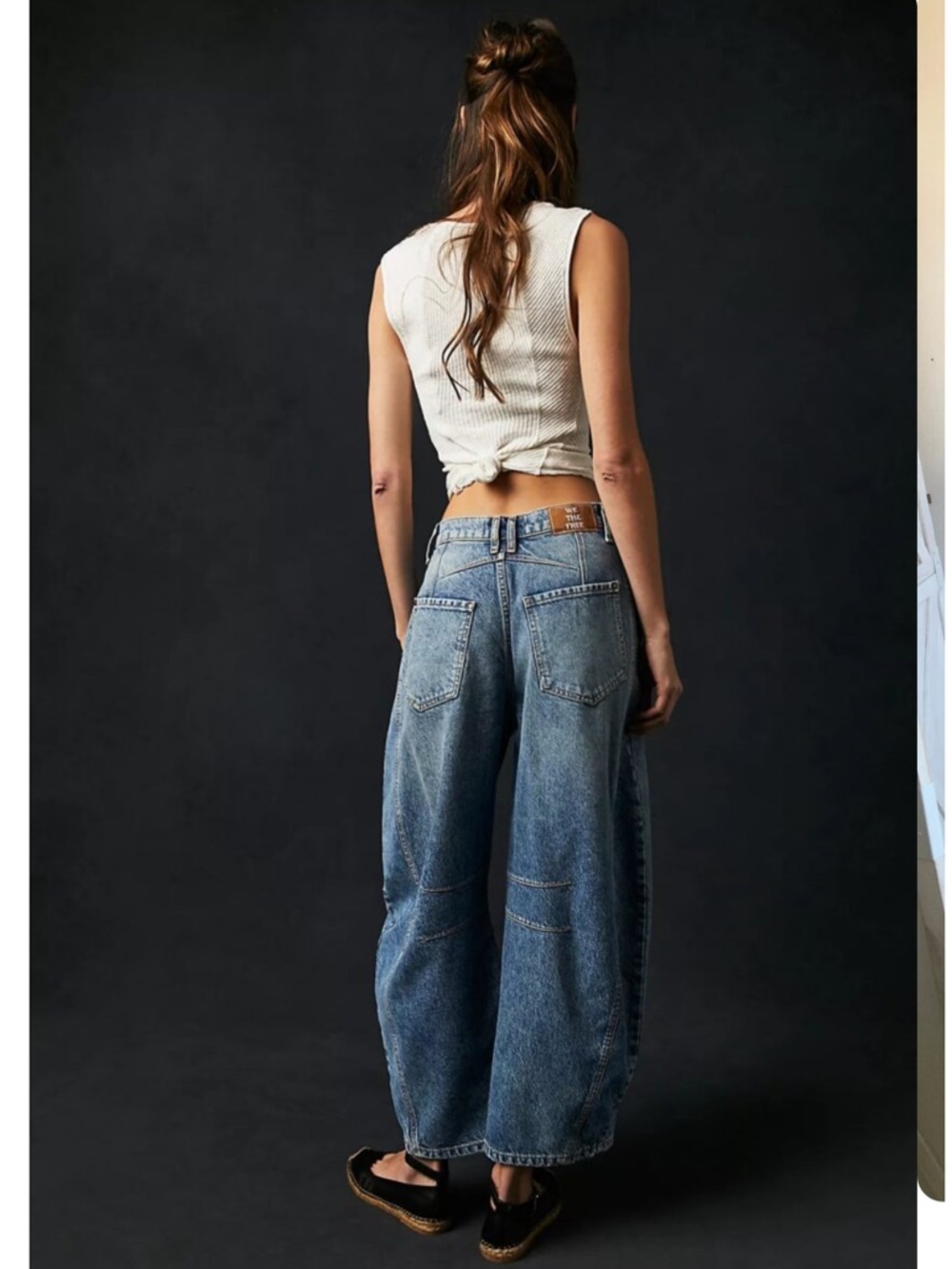 FreePeople Sample WeTheFree GoodLuckBarrel Jeans Two Tone Denim Wide Leg Boho - Picture 2 of 5